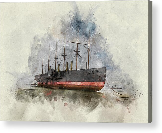 Steamship Acrylic Print featuring the digital art Great Eastern by Geir Rosset
