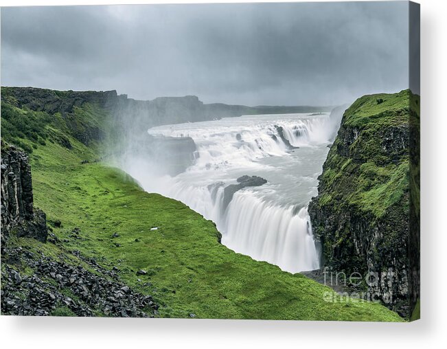 Iceland Acrylic Print featuring the photograph Gullfoss waterfall, Iceland by Delphimages Photo Creations
