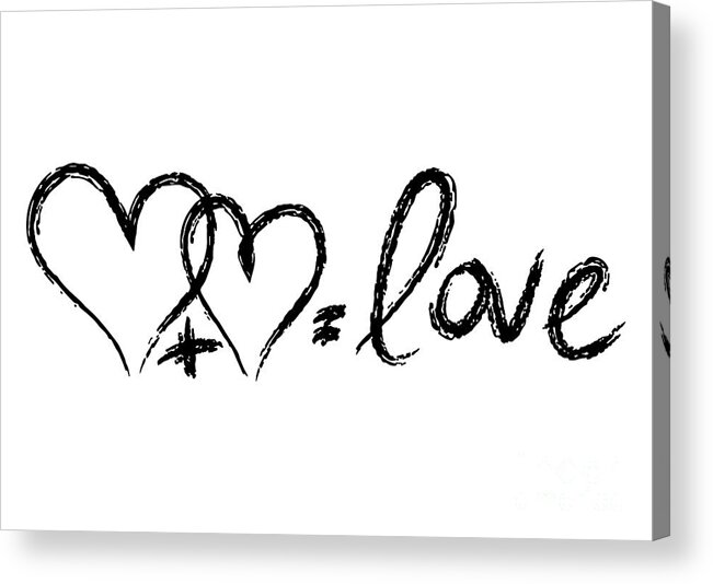 Hand Written Love Equation, Hearts Hand Drawings, Gift For Him, Gift For  Her, Romantic Couple, 1/3 Acrylic Print by Mounir Khalfouf - Pixels