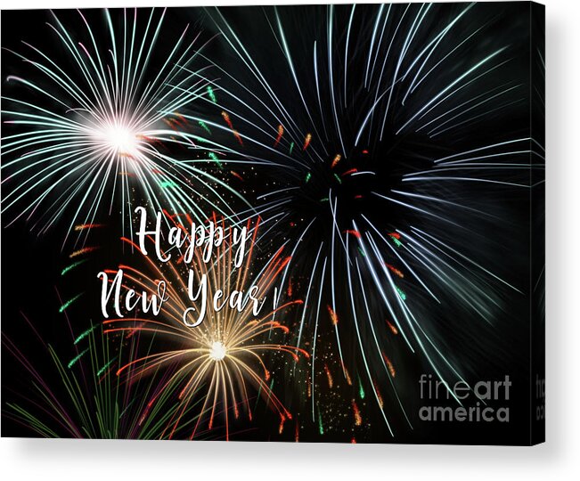 Party Acrylic Print featuring the digital art Happy New Year by Amy Dundon