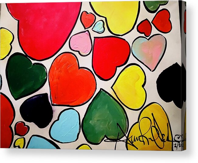  Acrylic Print featuring the painting Hearts by Angie ONeal