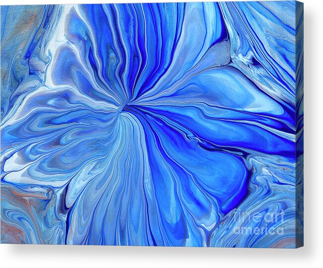 Acrylic Pour Acrylic Print featuring the painting Hibiscus Blues by Elisabeth Lucas