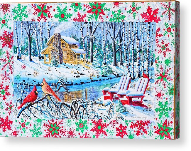 Cardinals Acrylic Print featuring the painting Holiday Cheer by Diane Phalen