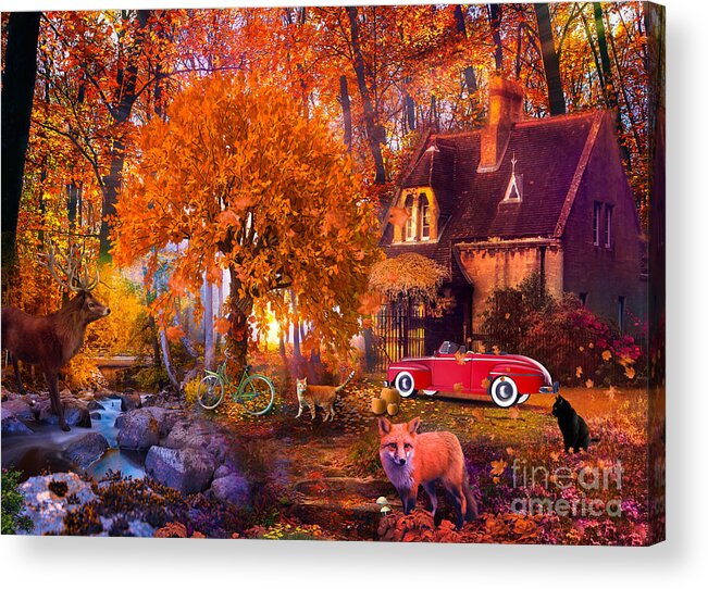 Holidays Acrylic Print featuring the digital art Hom For The Holidays With Car by MGL Meiklejohn Graphics Licensing