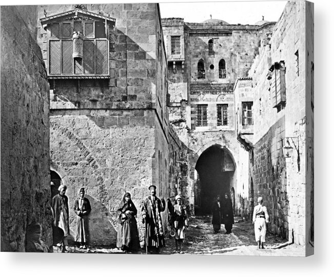 Jerusalem Acrylic Print featuring the photograph House of the Rich Man in 1910 by Munir Alawi