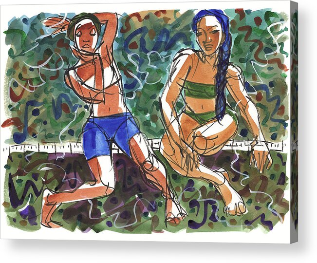 Life Drawing Acrylic Print featuring the painting Human Scales and Nature by Judith Kunzle