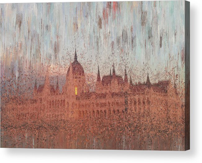 Budapest Acrylic Print featuring the painting Hungarian Parliament Building by Alex Mir