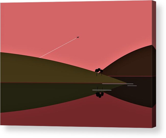 Flying Acrylic Print featuring the digital art In Flight by Fatline Graphic Art