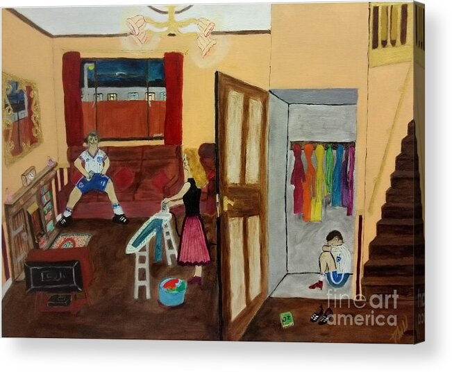 Lgbtq Acrylic Print featuring the drawing In the closet 1984 by David Westwood