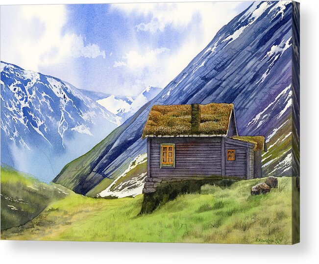 Mountains Acrylic Print featuring the painting In the Mountains by Espero Art