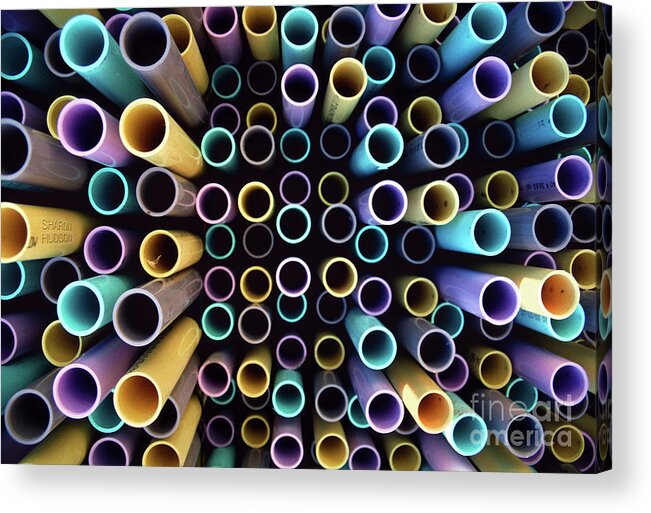 Industrial Acrylic Print featuring the photograph industrial photography - Plastic Pipes by Sharon Hudson