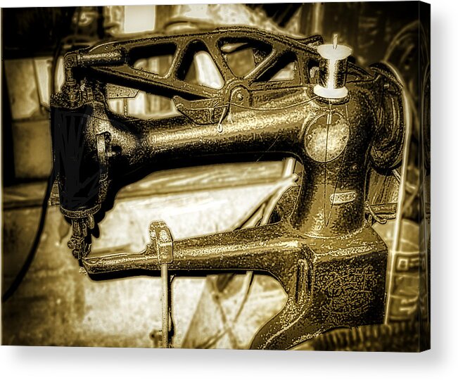 Old Sewing Machine Acrylic Print featuring the photograph Industrial Sewing Machine by Jim Signorelli