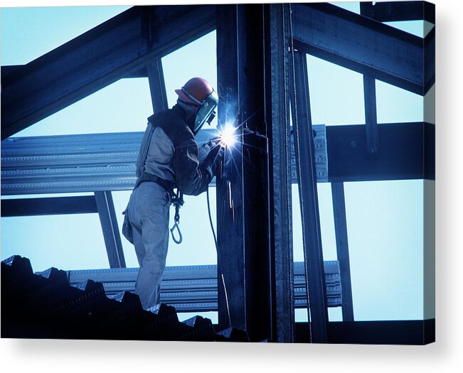 Toughness Acrylic Print featuring the photograph Iron Worker Welding I Beam by Dny59