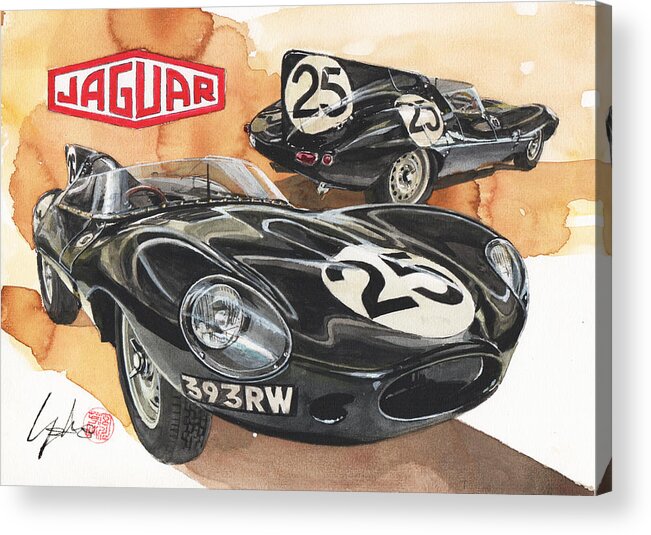 Jaguar Acrylic Print featuring the painting Jaguar D type by Yoshiharu Miyakawa