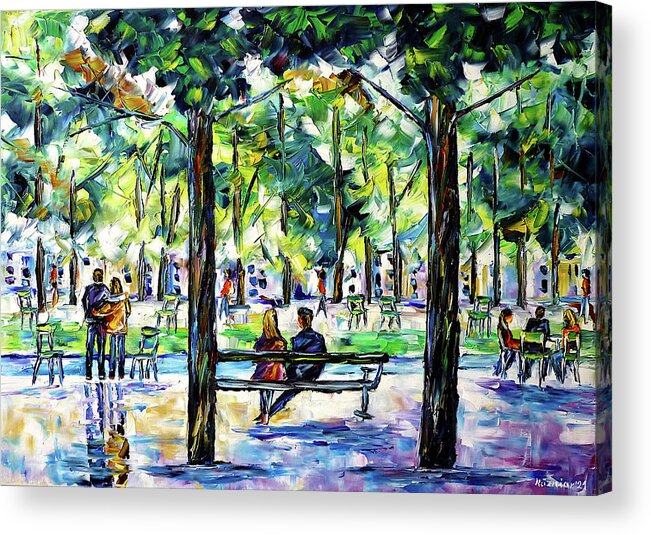Park In Paris Acrylic Print featuring the painting Jardin des Tuileries, Paris by Mirek Kuzniar