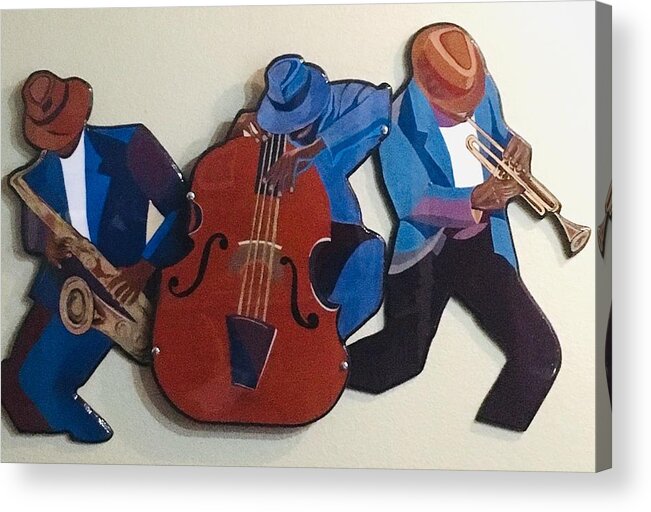Music Acrylic Print featuring the mixed media Jazz Ensemble III by Bill Manson