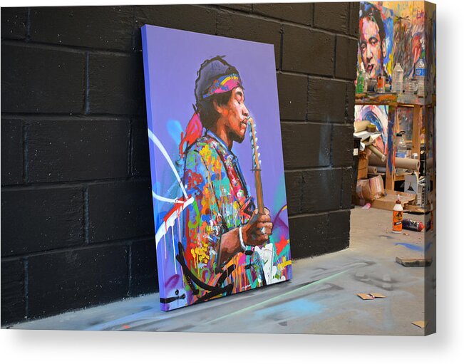 Jimi Acrylic Print featuring the painting Jimi Hendrix II by Richard Day