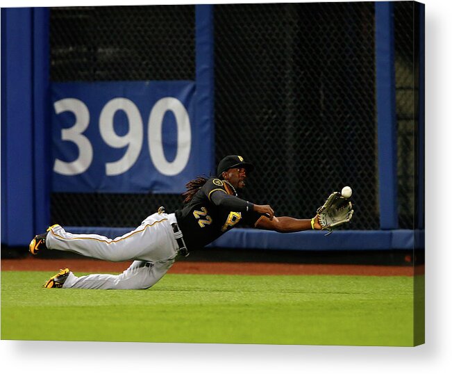 Ball Acrylic Print featuring the photograph Juan Lagares and Andrew Mccutchen by Jim Mcisaac