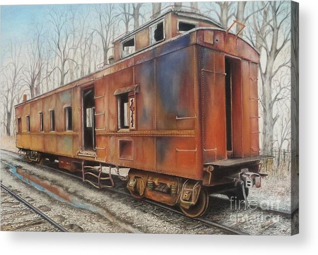 Caboose Acrylic Print featuring the drawing Just Needs Buffing by David Neace