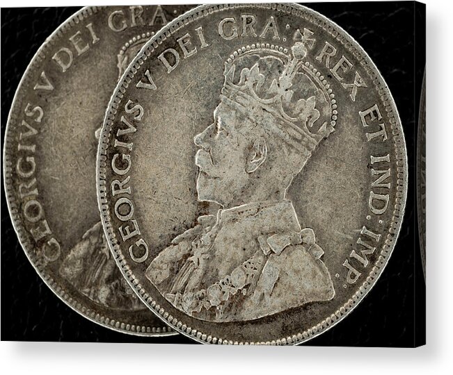 Coin Acrylic Print featuring the photograph King George Canadian Coin by Amelia Pearn