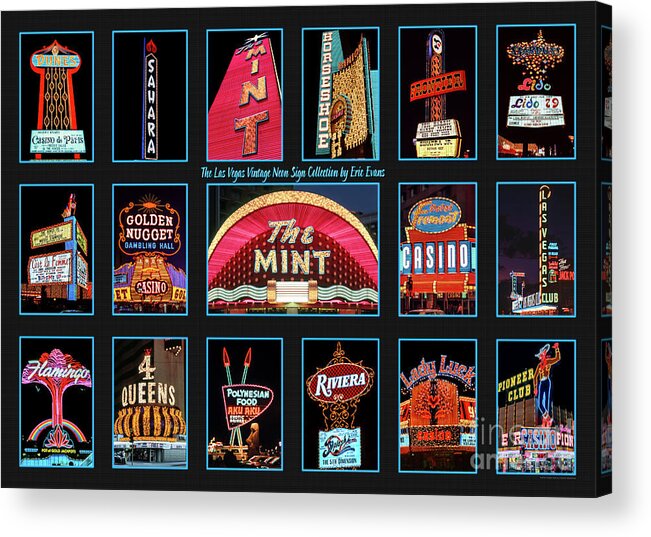 Las Vegas Neon Signs Acrylic Print featuring the photograph Las Vegas Vintage Neon Signs Collection Slides Featuring The Mint Casino by Aloha Art