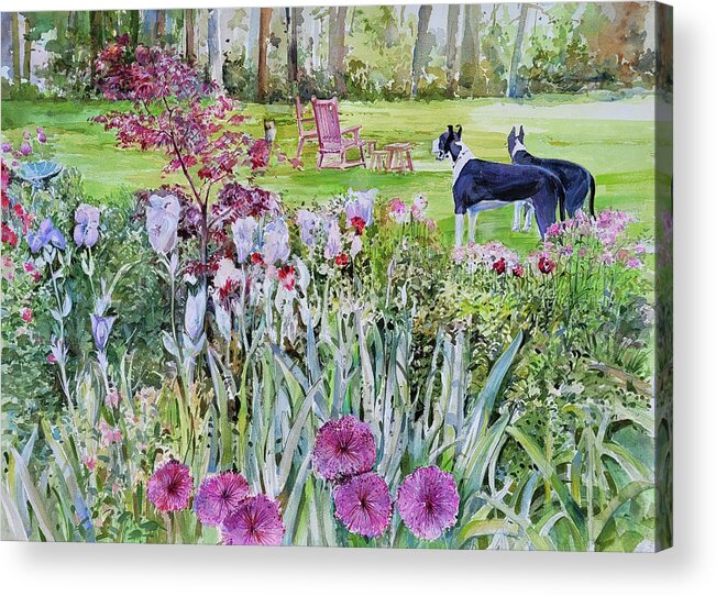 Flowers Acrylic Print featuring the painting Lee's Puppies by P Anthony Visco