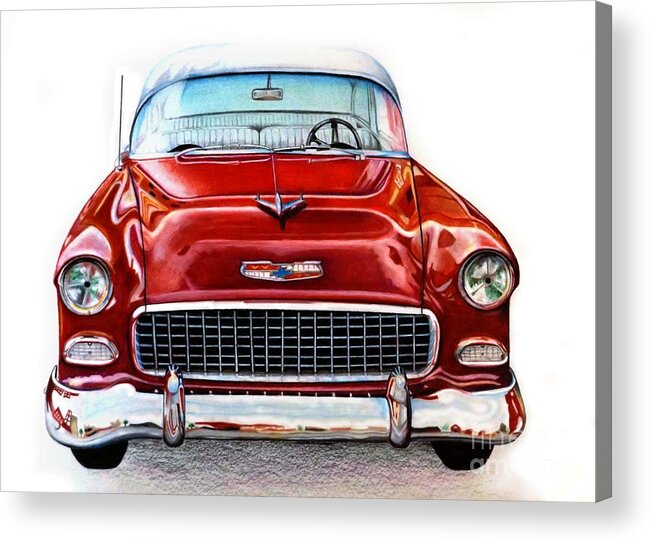 Chevrolet Drawing Acrylic Print featuring the drawing Let's go for a Ride by David Neace