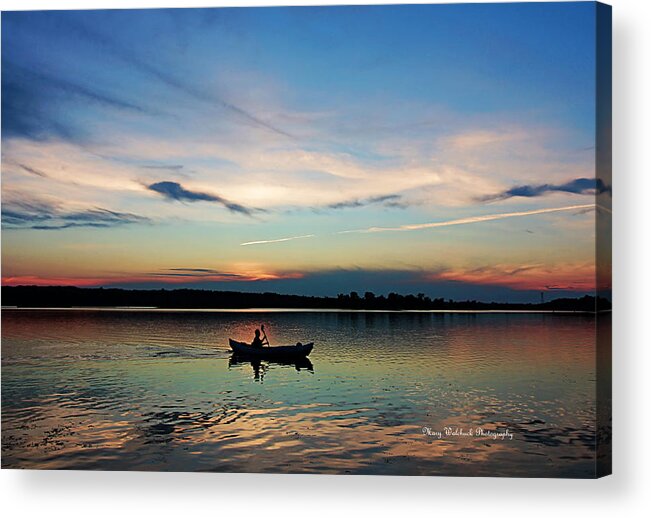 Lake Sunset Acrylic Print featuring the photograph Life is but a Dream on a Kayak by Mary Walchuck