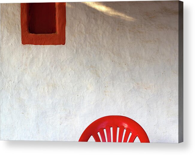 Red Chair Acrylic Print featuring the photograph Light Streak Vs the Red Chair by Prakash Ghai