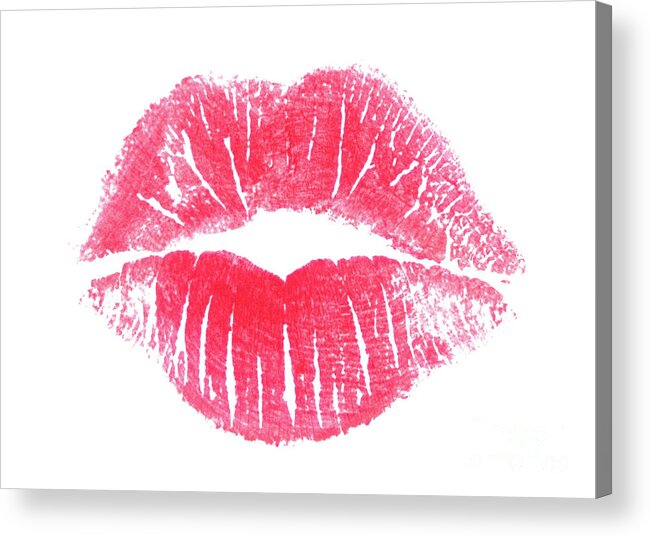 Lips Acrylic Print featuring the photograph Lips - Lipstick Kiss by Bryan Mullennix