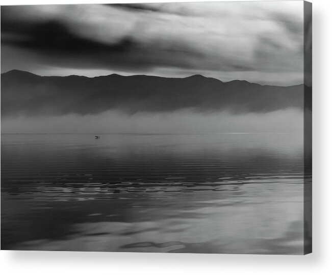 Lake Acrylic Print featuring the photograph Lonely flight by Ioannis Konstas