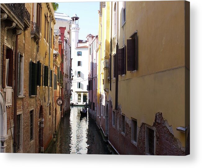 Gondola Acrylic Print featuring the photograph Lonely waterway in Venice by Yvonne M Smith
