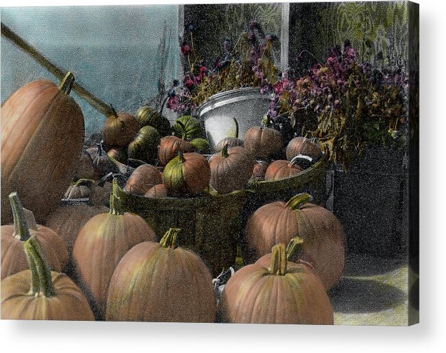 Longview Acrylic Print featuring the photograph Longview Farm Pumpkins and Flowers by Wayne King