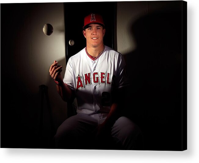 Media Day Acrylic Print featuring the photograph Mike Trout by Jamie Squire