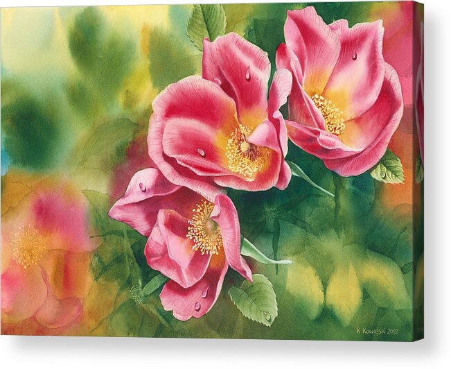 Flower Acrylic Print featuring the painting Misty Roses by Espero Art