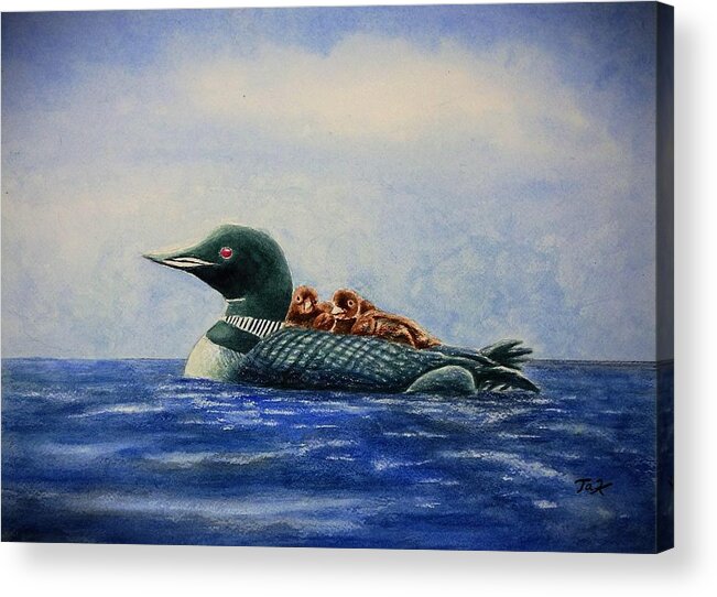 Loons Acrylic Print featuring the painting Moms Are Awesome by Thomas Kuchenbecker