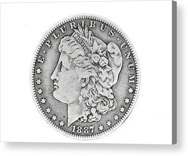 Antique Acrylic Print featuring the photograph Morgan Dollar Face by Amelia Pearn
