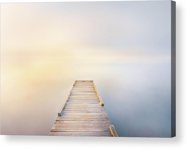 Lake Lamar Bruce Acrylic Print featuring the photograph Morning Colorful Mist by Jordan Hill