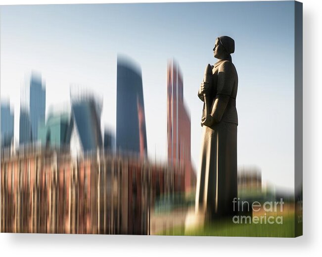 Moscow Acrylic Print featuring the photograph Moscow, Old and New Cityscape 2 by Philip Preston
