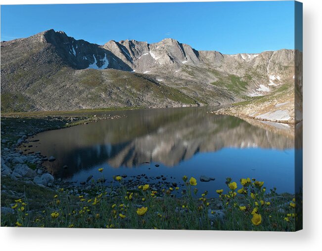 Mount Evans Acrylic Print featuring the photograph Mount Evans with Summit Lake Summer Landscape by Cascade Colors