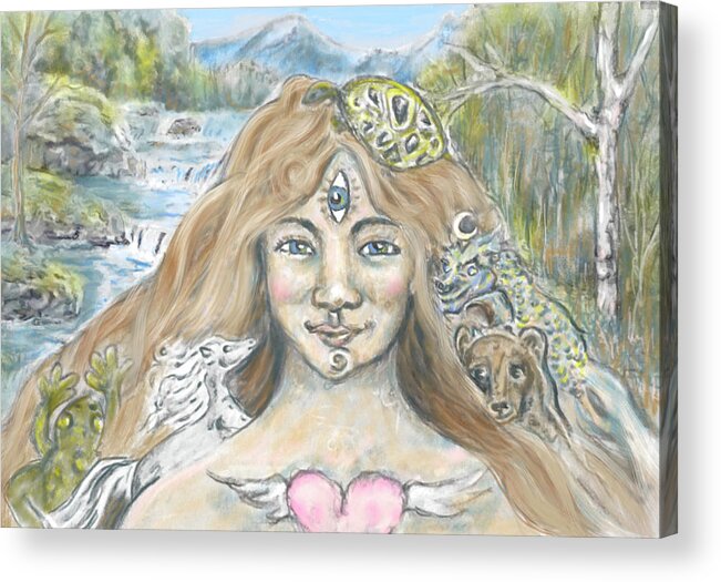 Girl Acrylic Print featuring the mixed media Mystic Mountain Gal by Suzan Sommers