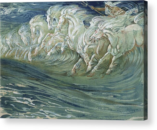 Walter Crane Acrylic Print featuring the painting Mythological Horses by Walter Crane by Mango Art