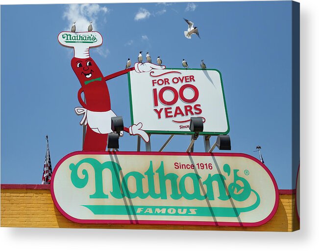 Nathan's Famous Acrylic Print featuring the photograph Nathan's Famous Hot Dogs by Cate Franklyn