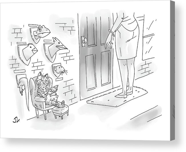 Captionless Acrylic Print featuring the drawing New Yorker February 6, 2023 by Jerald Lewis