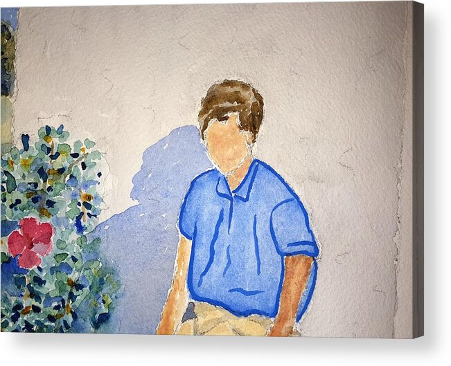 Watercolor Acrylic Print featuring the painting Norma by John Klobucher