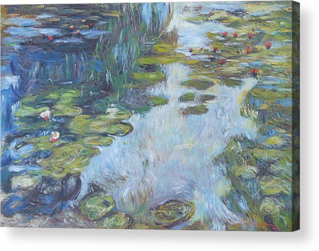 Giverny Acrylic Print featuring the painting Nympheas Patterns by David Lloyd Glover