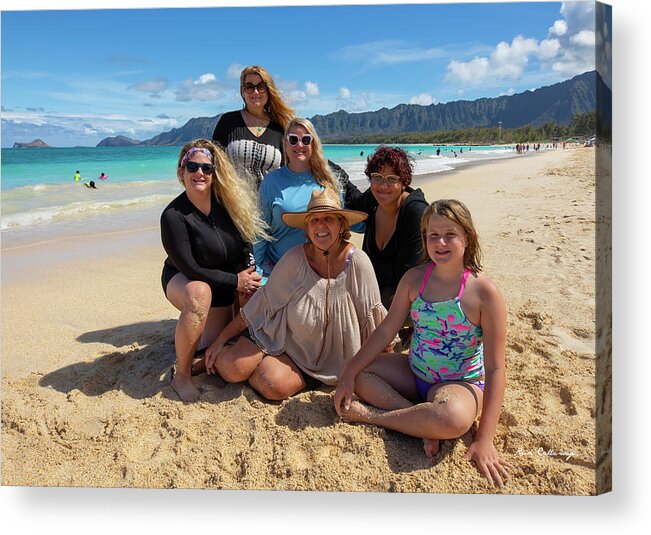 Reid Callaway Sue Berbert Family Images Acrylic Print featuring the photograph Oahu HI Memories In The Sun Bellows Beach Portrait Art by Reid Callaway