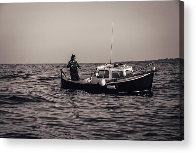 Fisherman Acrylic Print featuring the photograph Old Man and the Sea by Tito Slack