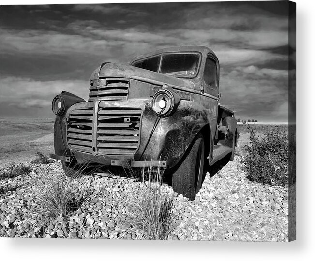 Truck Acrylic Print featuring the photograph Old Truck Black And White Photograph by Ann Powell