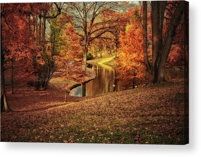 Sunset Acrylic Print featuring the photograph Orange Sunset by the River by Mary Timman